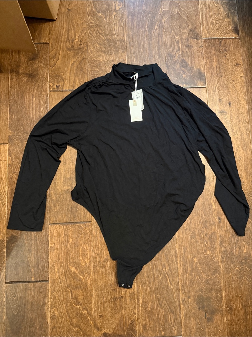 Good American Black Long Sleeve Mock Neck Bodysuit